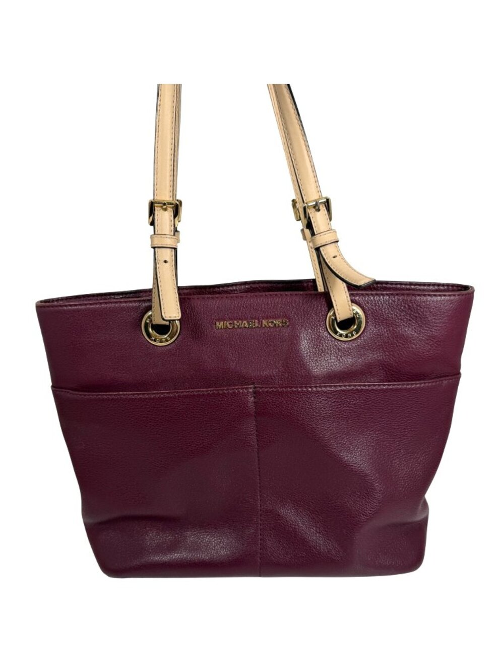 Michael Kors Bedford Med Top Zip Leather Shoulder Bag Burgundy/Plum Purple